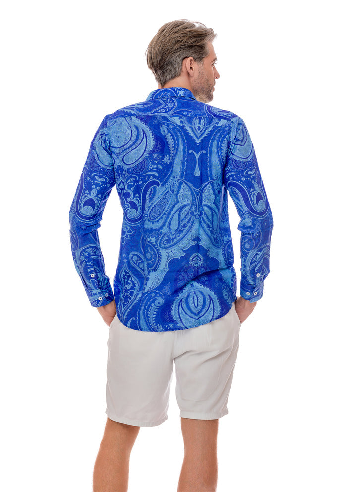 110 cotton-linen blend men shirts