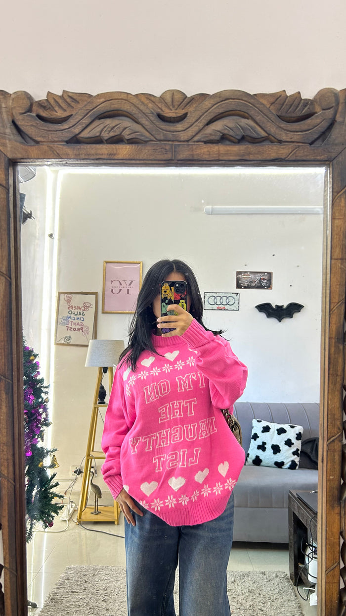 45 i am on the naughty list sweater M-L