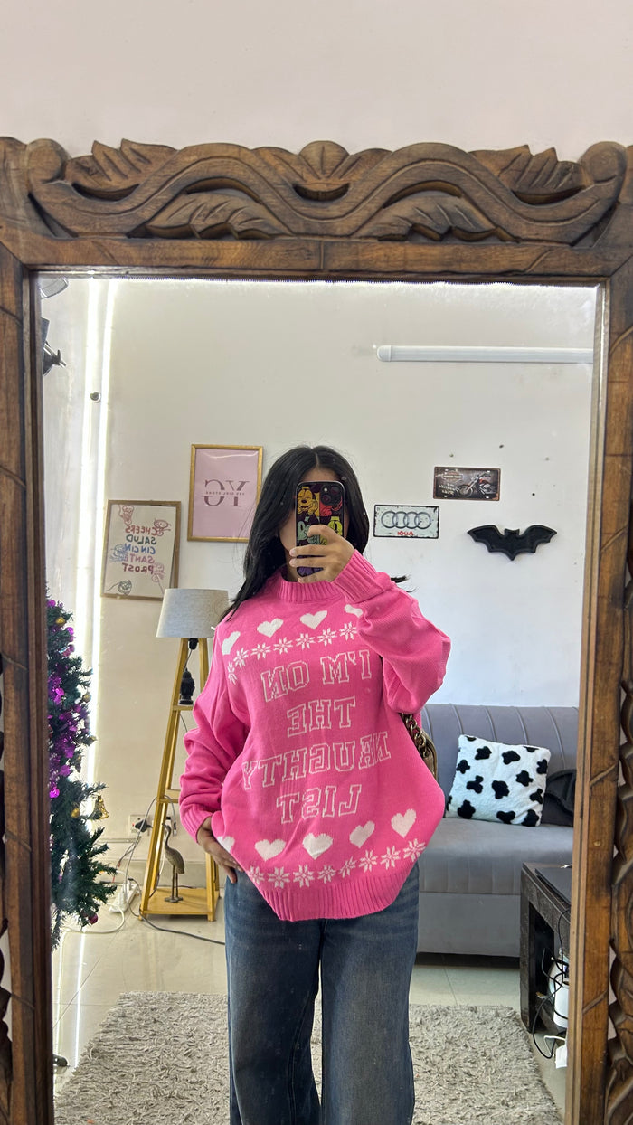 45 i am on the naughty list sweater M-L
