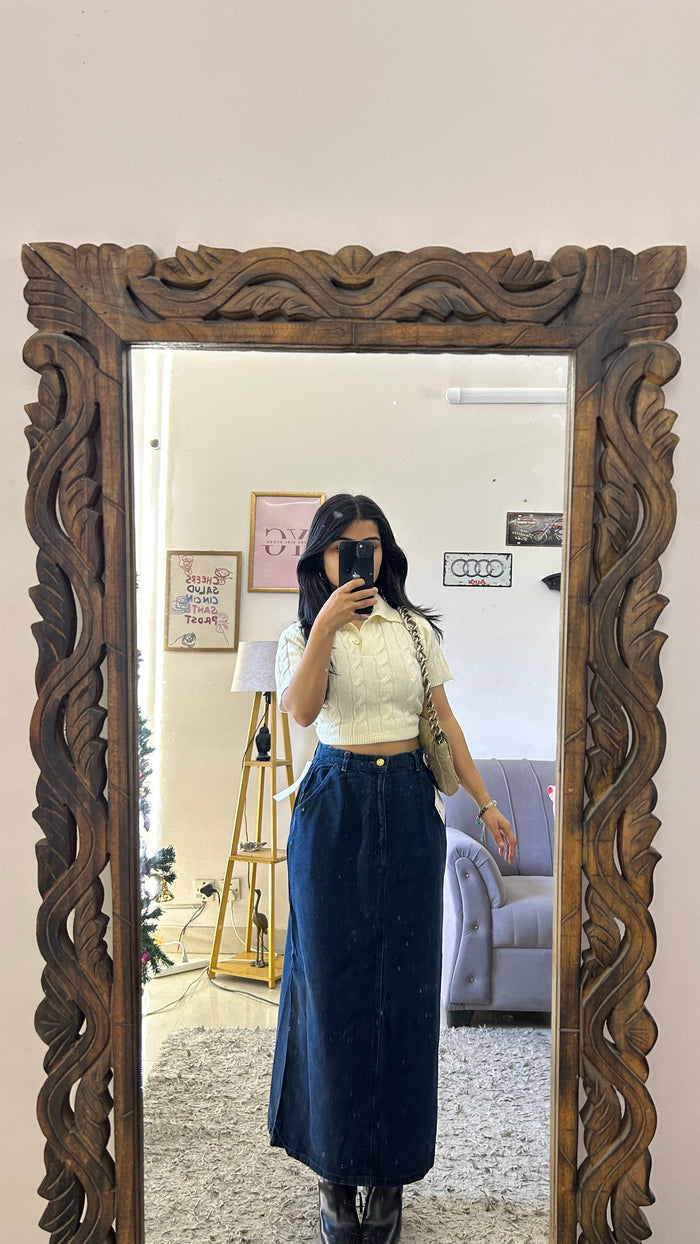 5 denim skirt 26 waist/l:34