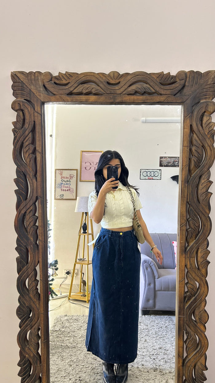 5 denim skirt 26 waist/l:34