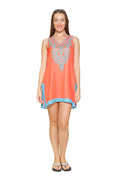 543 Orange silky sleevelesss tunic