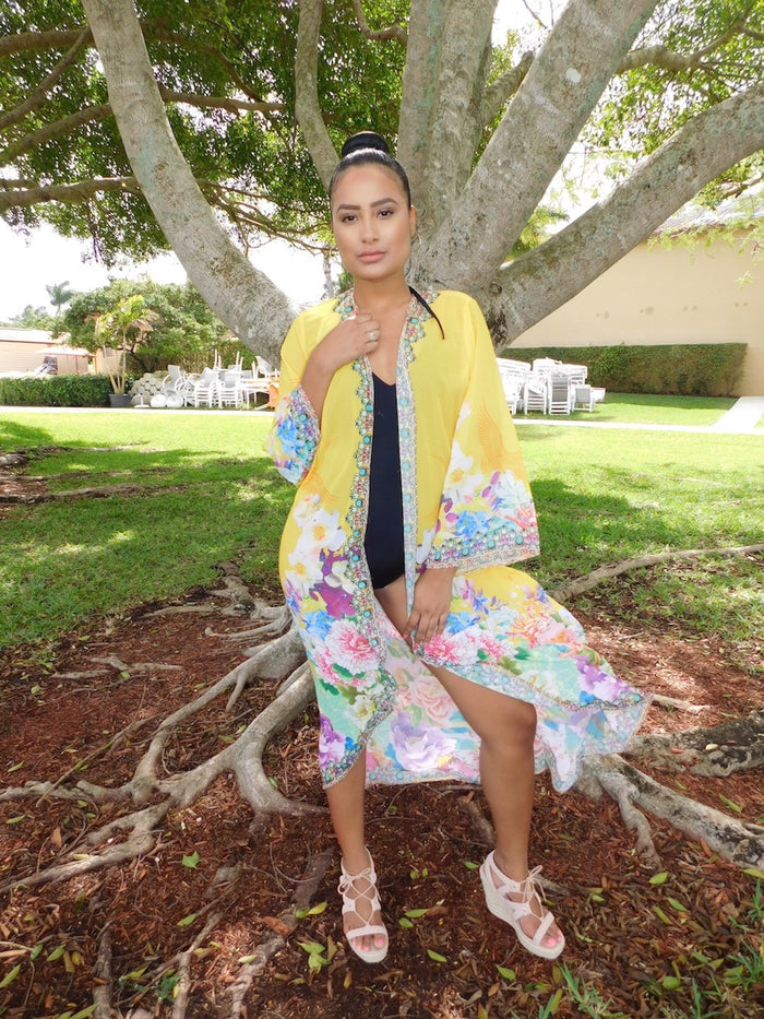 642 Free spirit, flowing Duster, kimono, resort-wear, perfect coverup or pair it with shorts