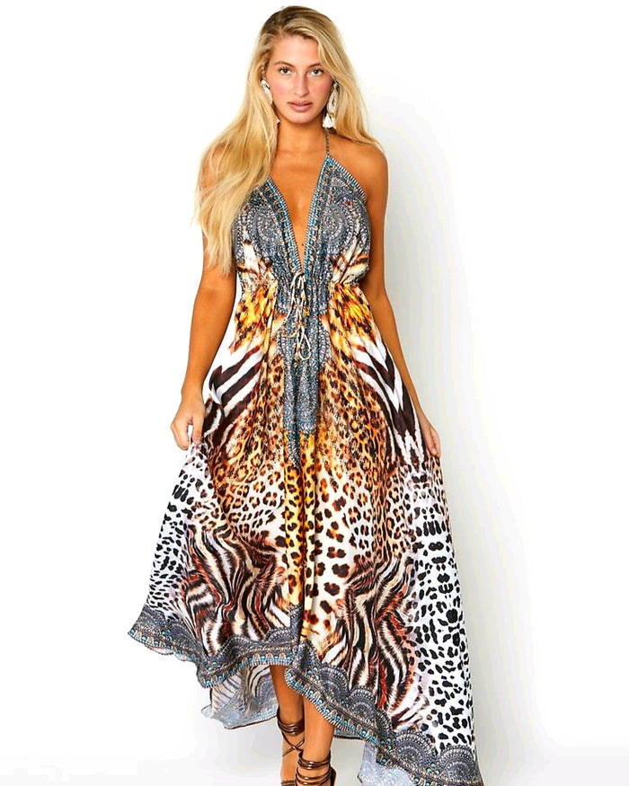 648 Animal print exotic Hawaii dress