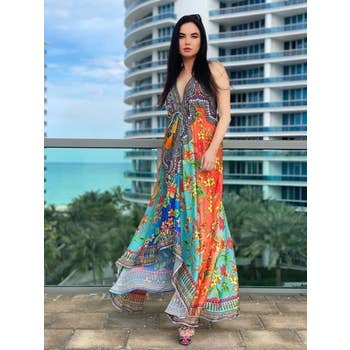 657 Floral  Halter Hawaii dress