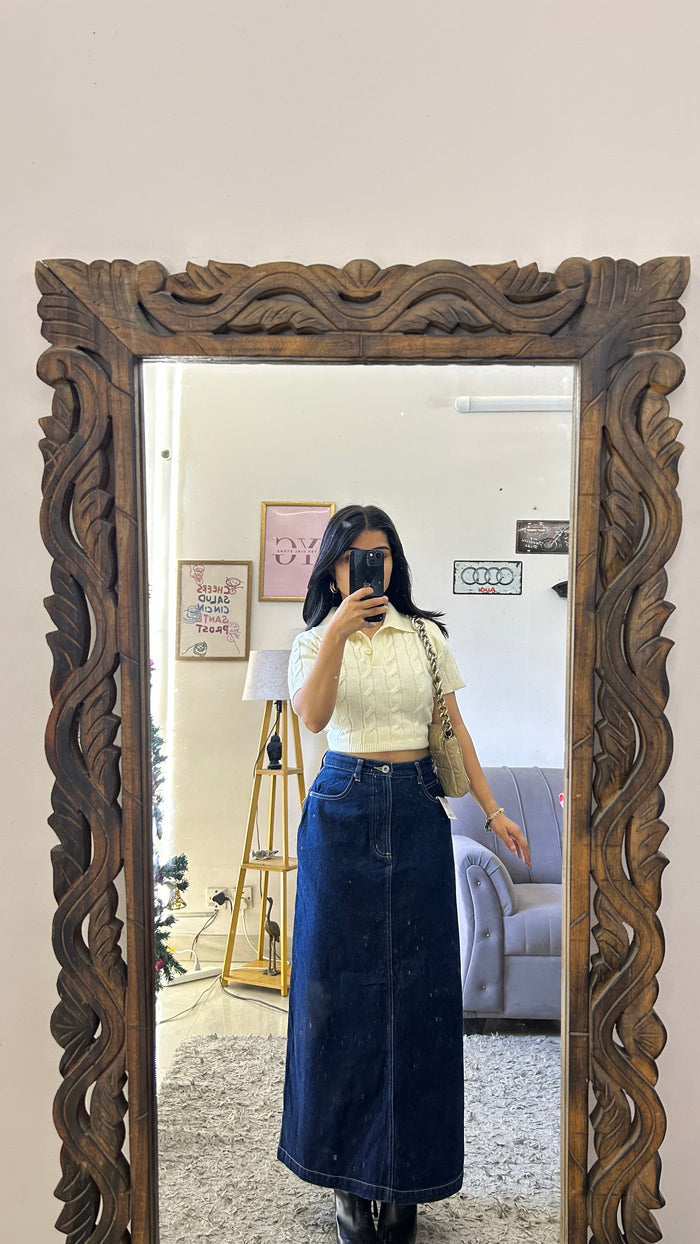 7 denim skirt28 waist/l:34