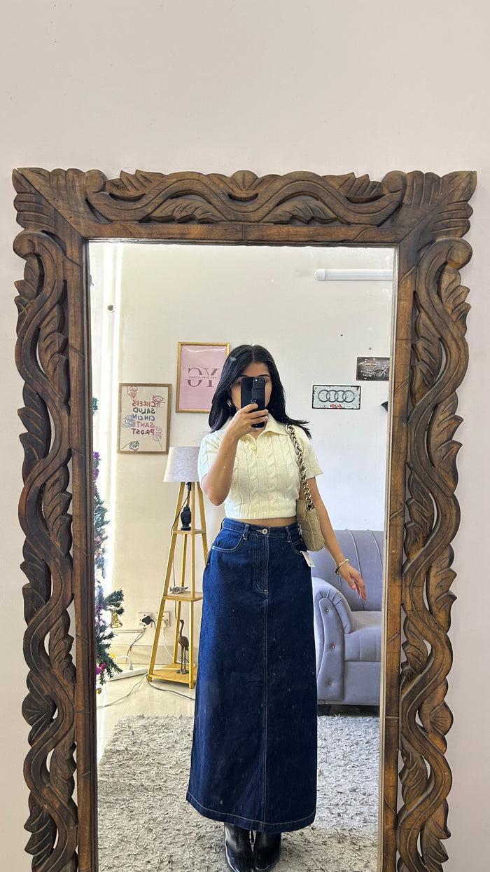 7 denim skirt28 waist/l:34