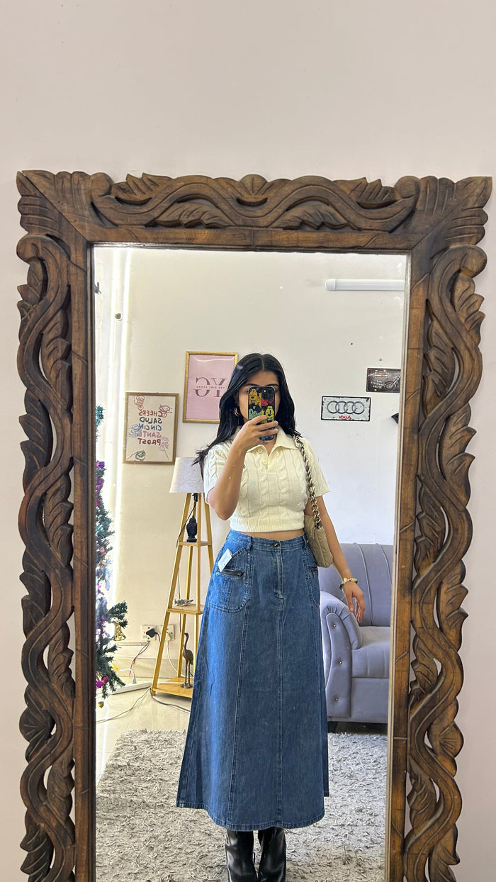 8 denim skirt30 waist/l:31