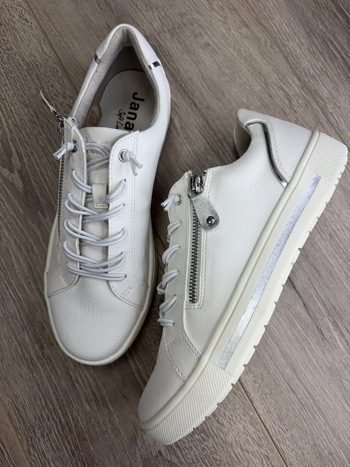 Jana - White Zip Trainer