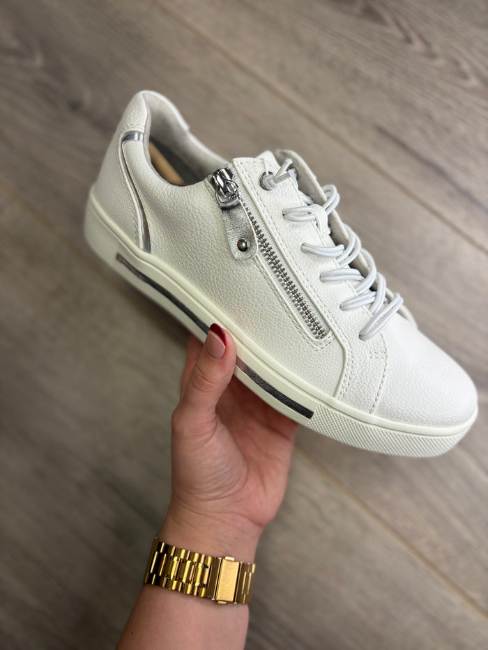 Jana - White Zip Trainer
