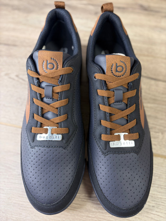 Bugatti - Blue - Brown Stripe Trainer