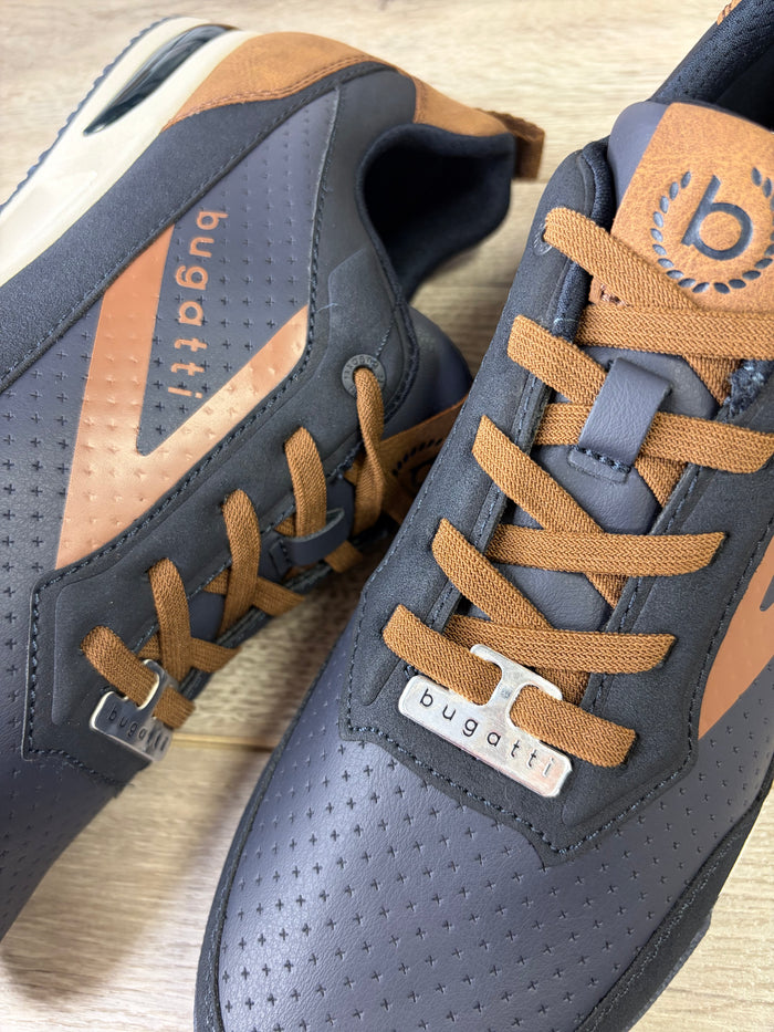 Bugatti - Blue - Brown Stripe Trainer