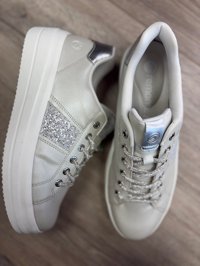 Remonte - Cream Sneaker/Silver Lace