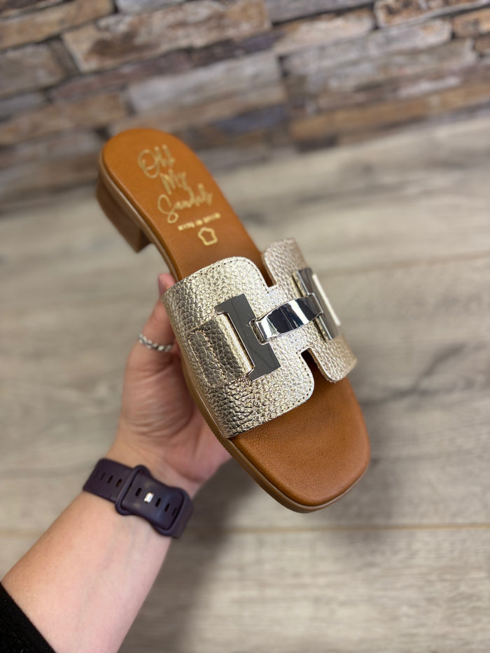 Oh My Sandals - Gold Low Heel