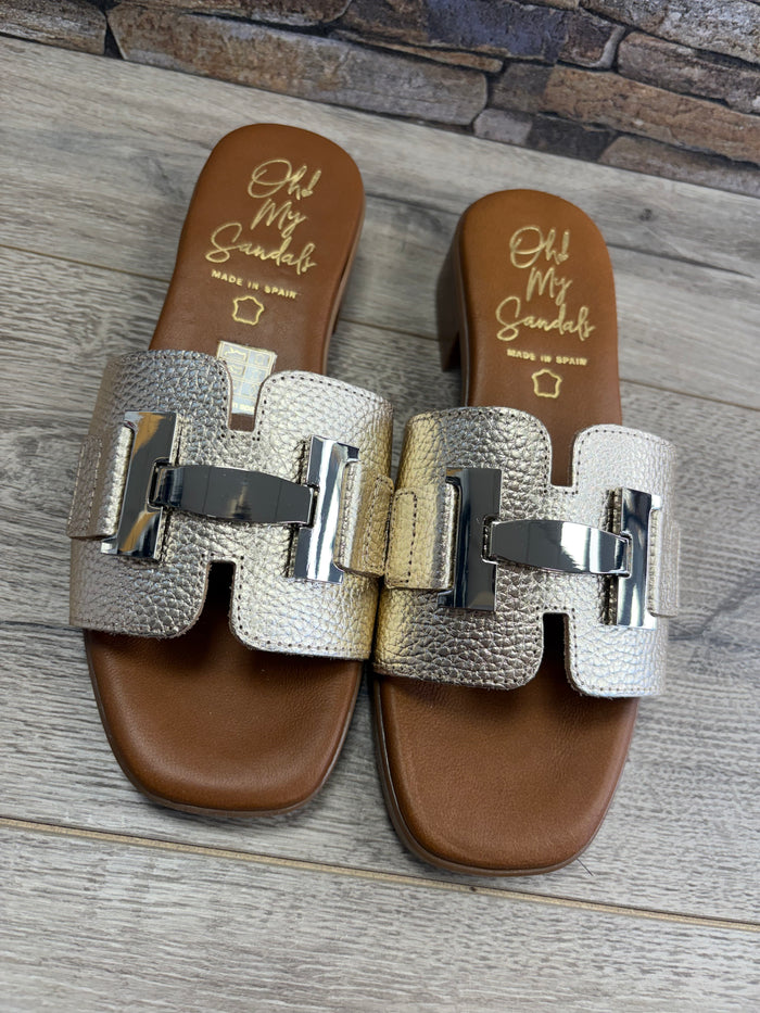 Oh My Sandals - Gold Low Heel