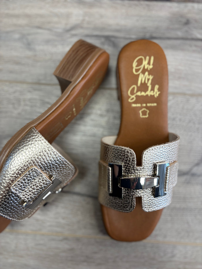 Oh My Sandals - Gold Low Heel