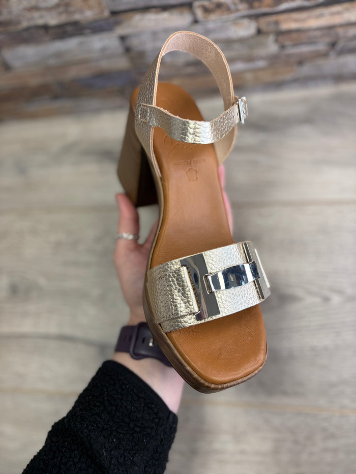 Oh My Sandals - Golden Wooden Heel