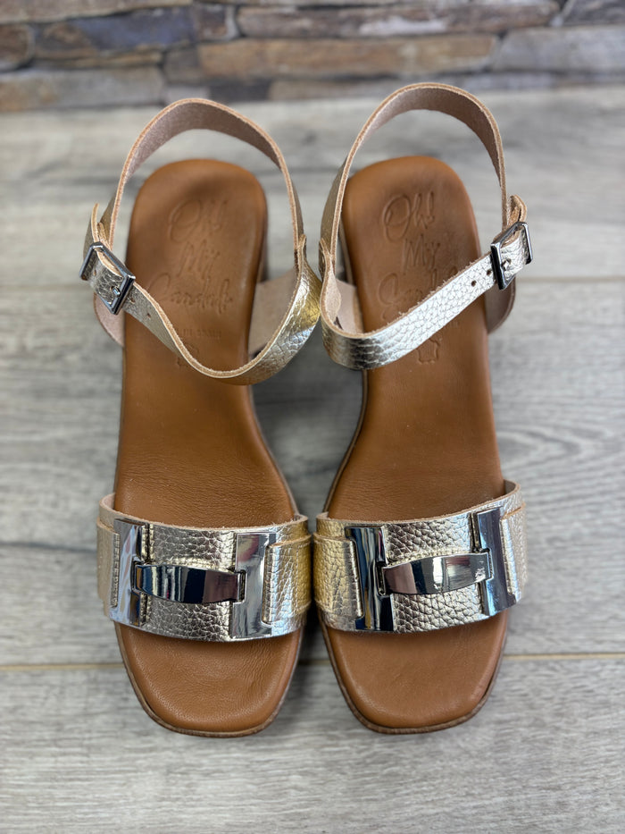 Oh My Sandals - Golden Wooden Heel
