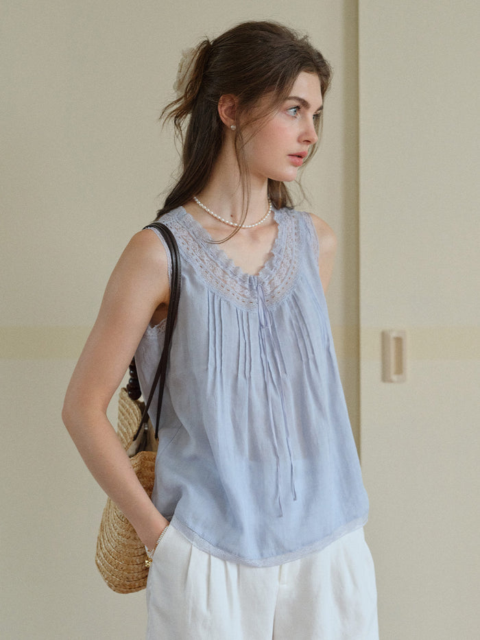 Alayna Round Neck Lace Blouse