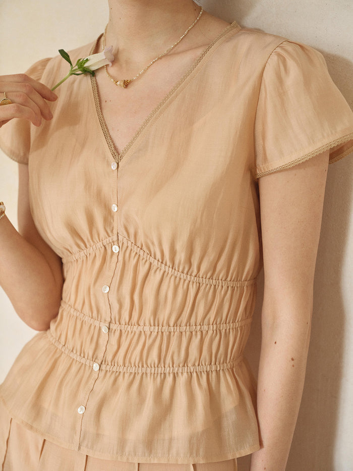 Amelia V-Neck Light Lyocell Blouse