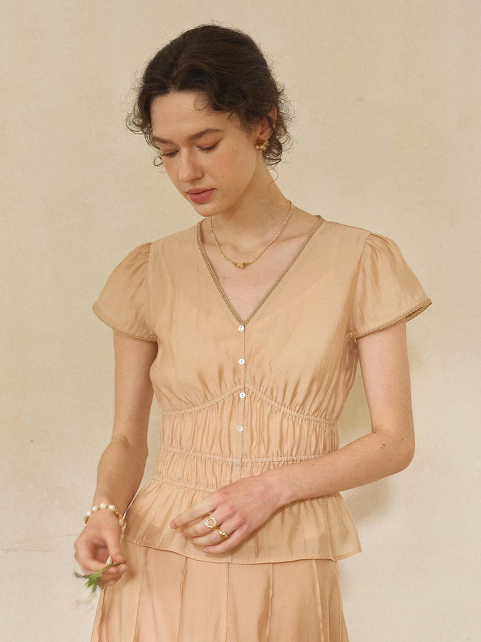 Amelia V-Neck Light Lyocell Blouse