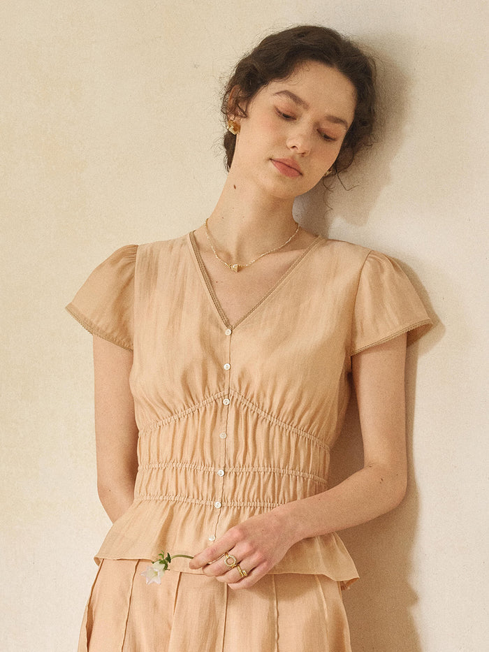Amelia V-Neck Light Lyocell Blouse
