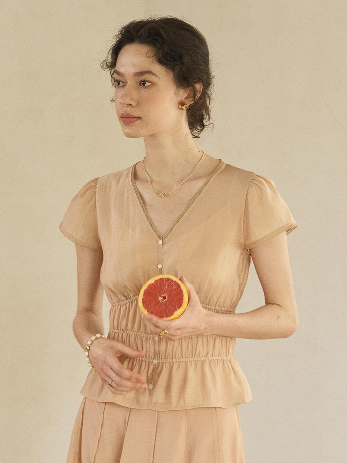 Amelia V-Neck Light Lyocell Blouse