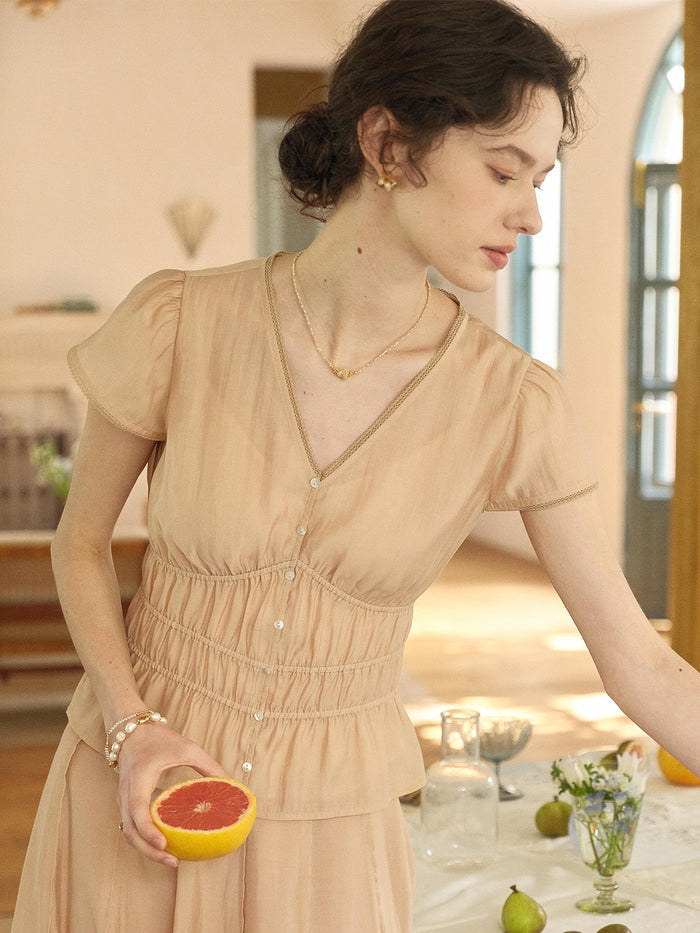 Amelia V-Neck Light Lyocell Blouse