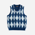 ARGYLE MOHAIR VEST - NAVY/WHITE