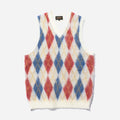 ARGYLE MOHAIR VEST - WHITE/MULTI