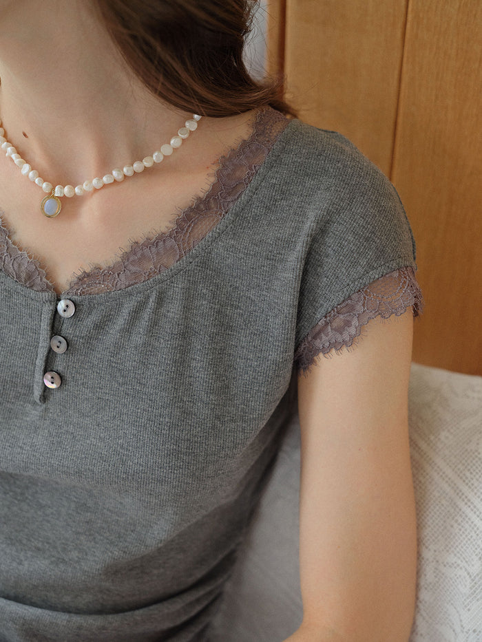 Azalea Round Neck Lace Top