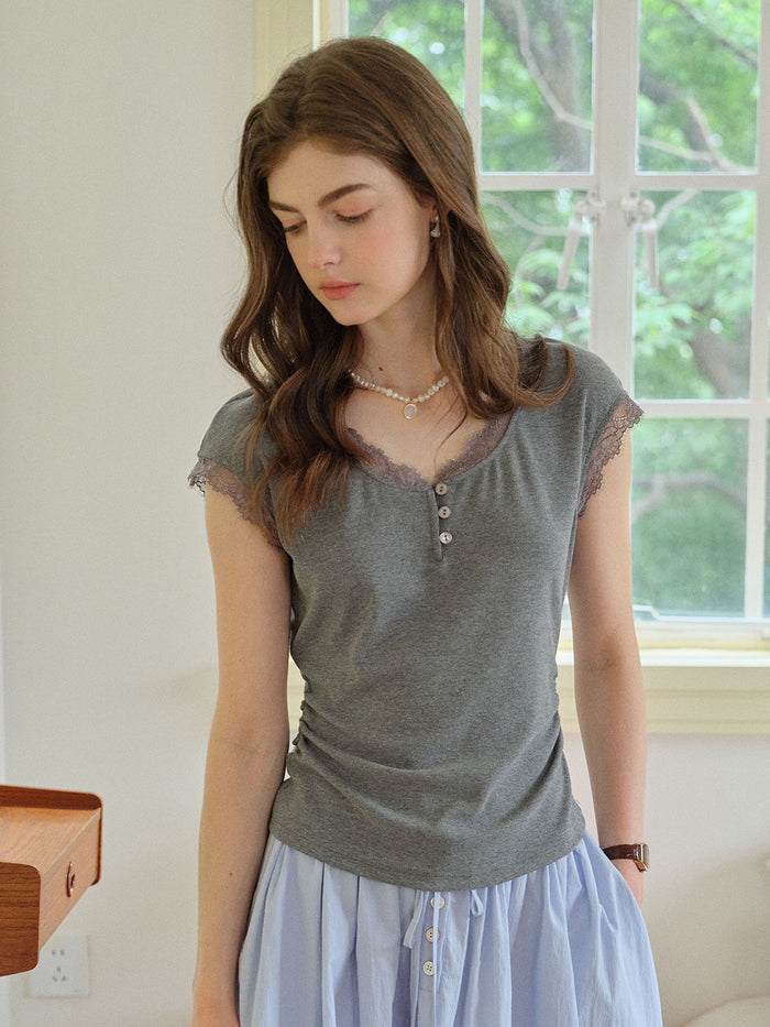 Azalea Round Neck Lace Top