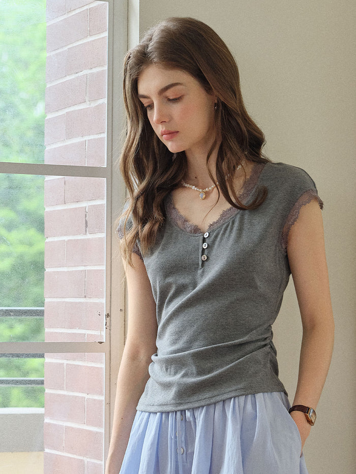 Azalea Round Neck Lace Top