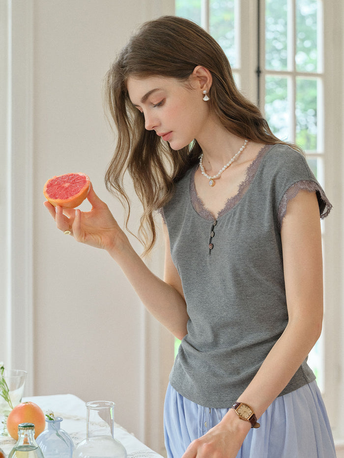 Azalea Round Neck Lace Top
