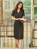Baylee French Retro Polka Dot V-Neck Dress