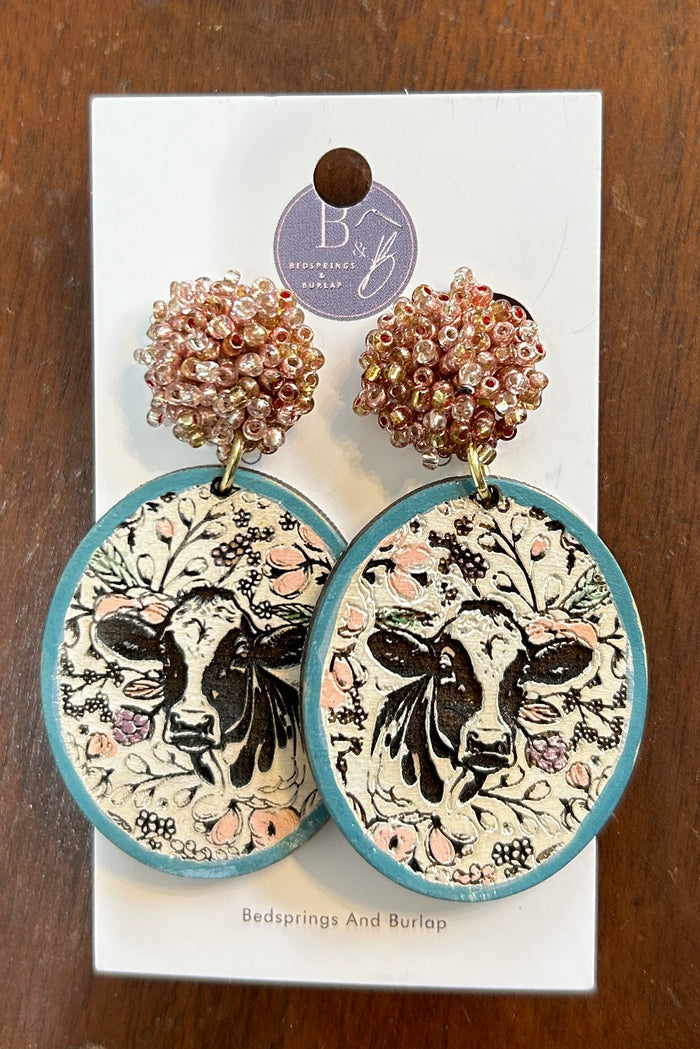 B&B Cow Dangle Earrings