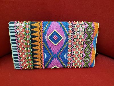 Beaded clutch, natural elements, beads, stones- hand made.