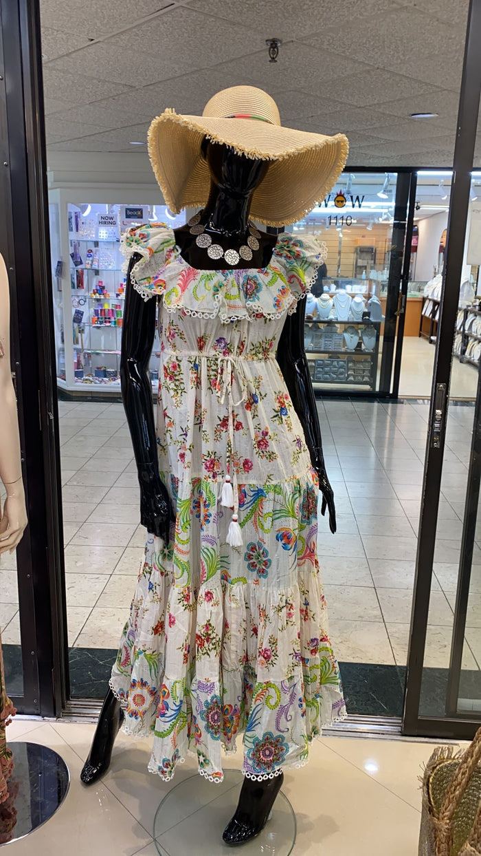 Beautiful off shoulder white print dress