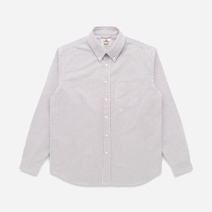 BEEFY OXFORD SHIRT - BROWN STRIPE