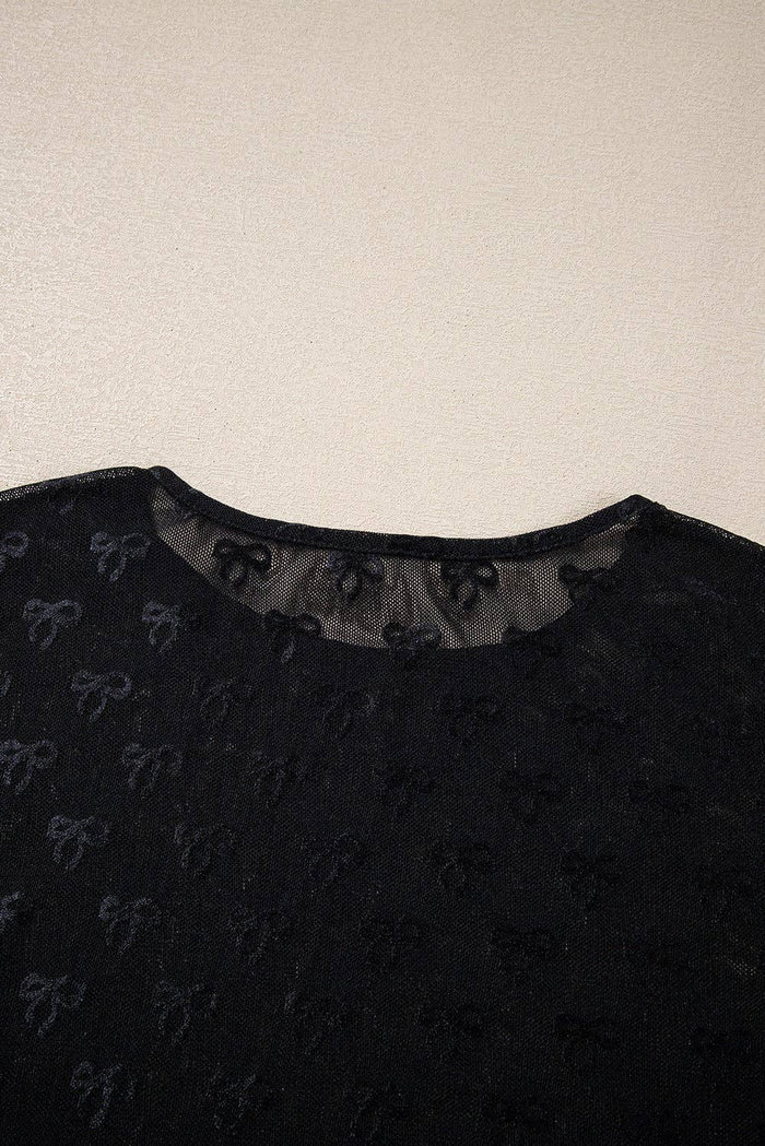 Black Mesh Bow Top