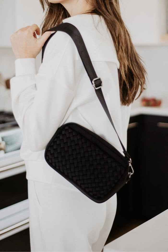 Black Woven Crossbody Bag