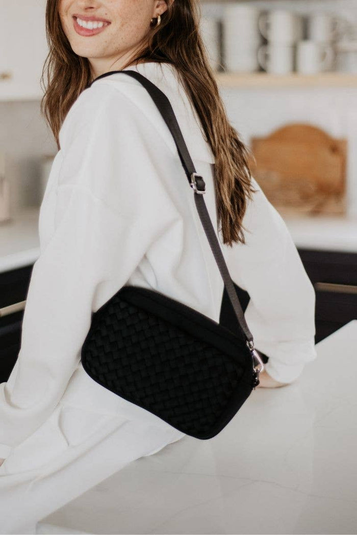 Black Woven Crossbody Bag