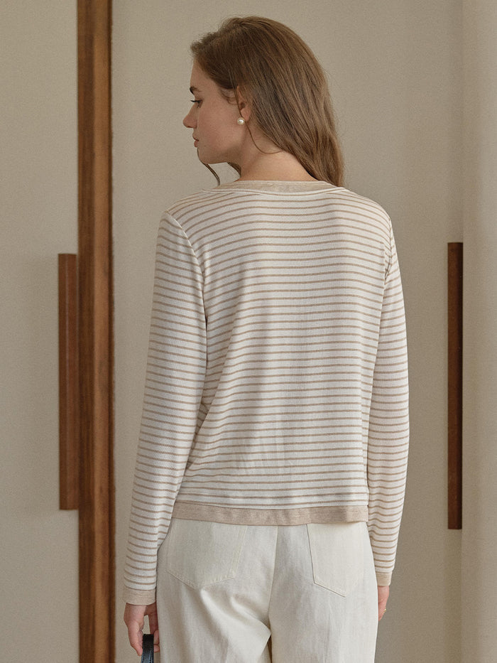 Blaire Round Neck Two-Tone Layered Blouse