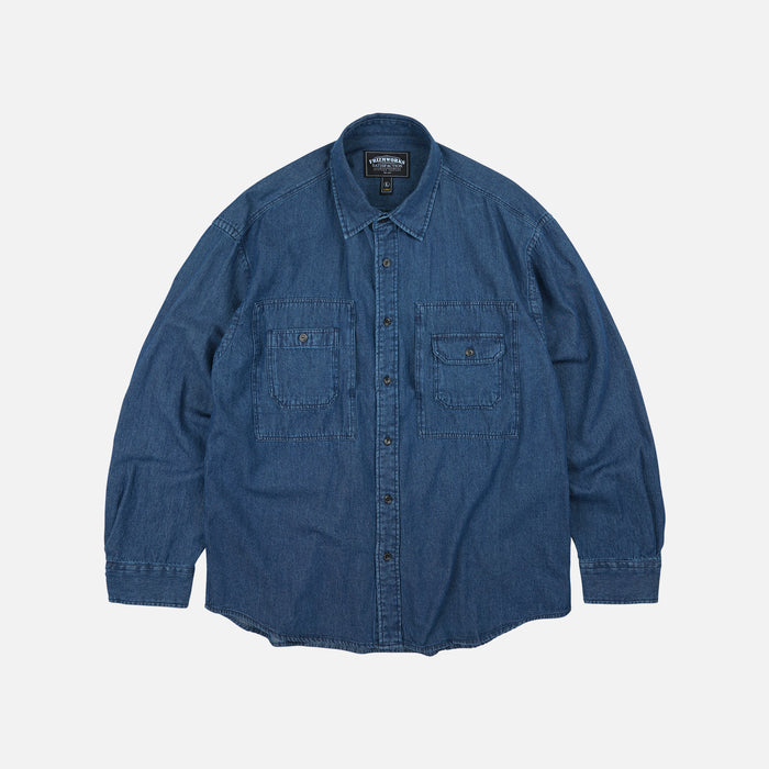 BLEACHED DENIM UTILITY SHIRT - INDIGO