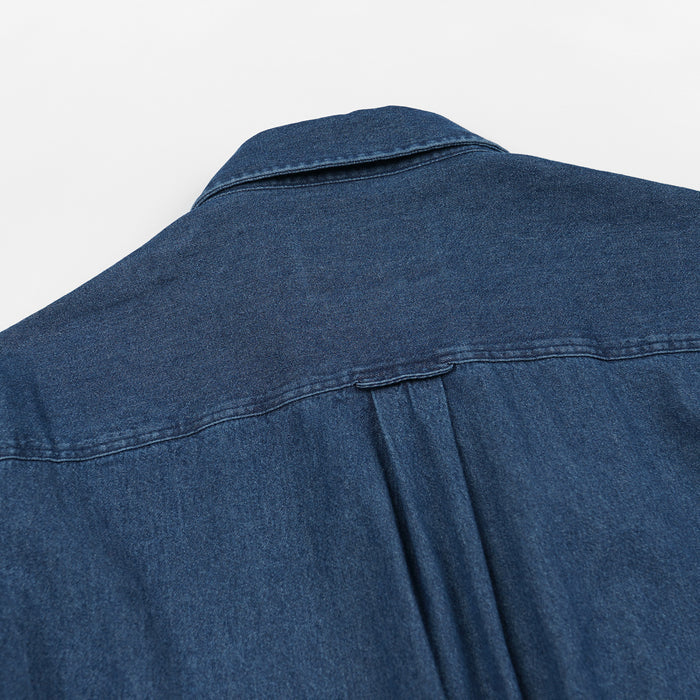 BLEACHED DENIM UTILITY SHIRT - INDIGO