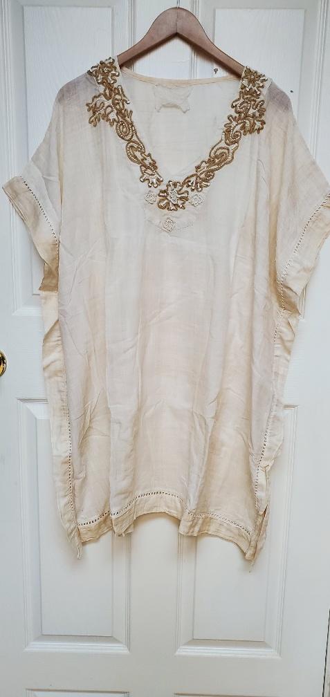 Boho off white kaftan tunic, cool and comfy!
