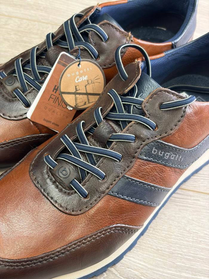 Bugatti - Navy/Brown Stylish Trainer
