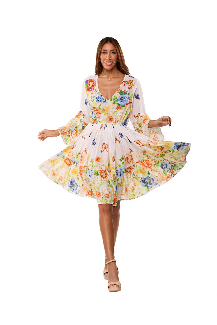 Butterfly Garden Floral Dress-AKC-31807