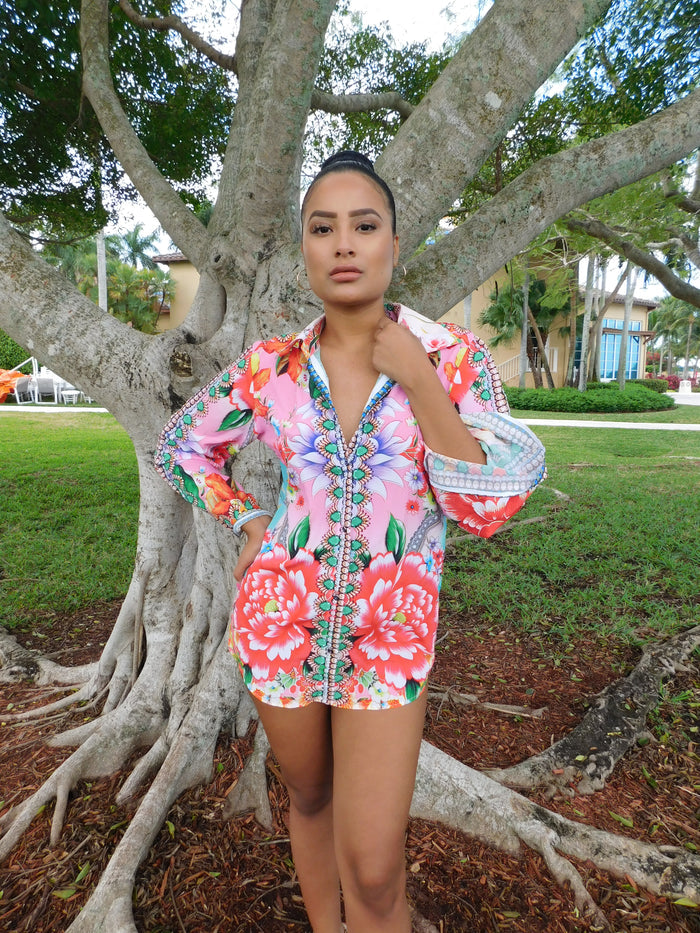 Button down shirt! Bright coverup! Cute top.