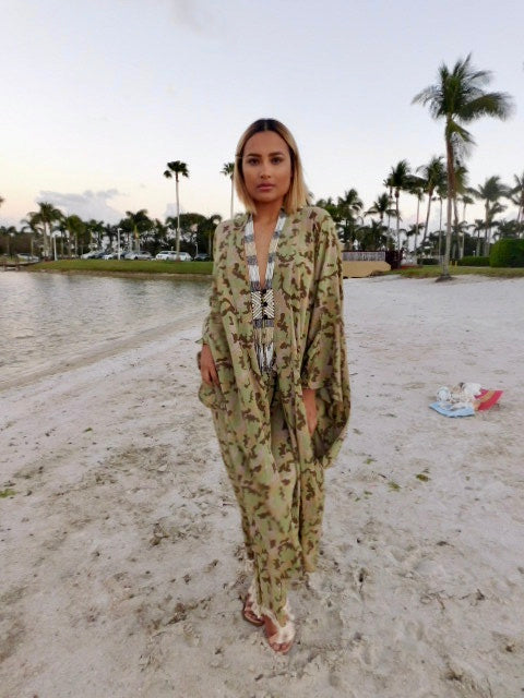 Camo duster, military green